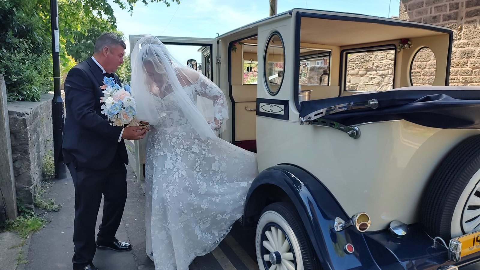 Imperial Viscount Landaulette wedding car with maroon trim